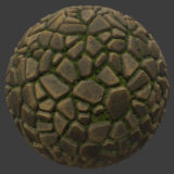 Flat Cobble with Moss 1 PBR Material