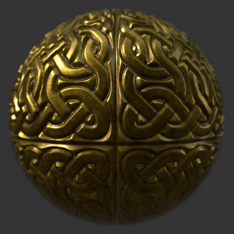 Ornate Celtic Gold Pbr Metal Material Free Pbr Materials
