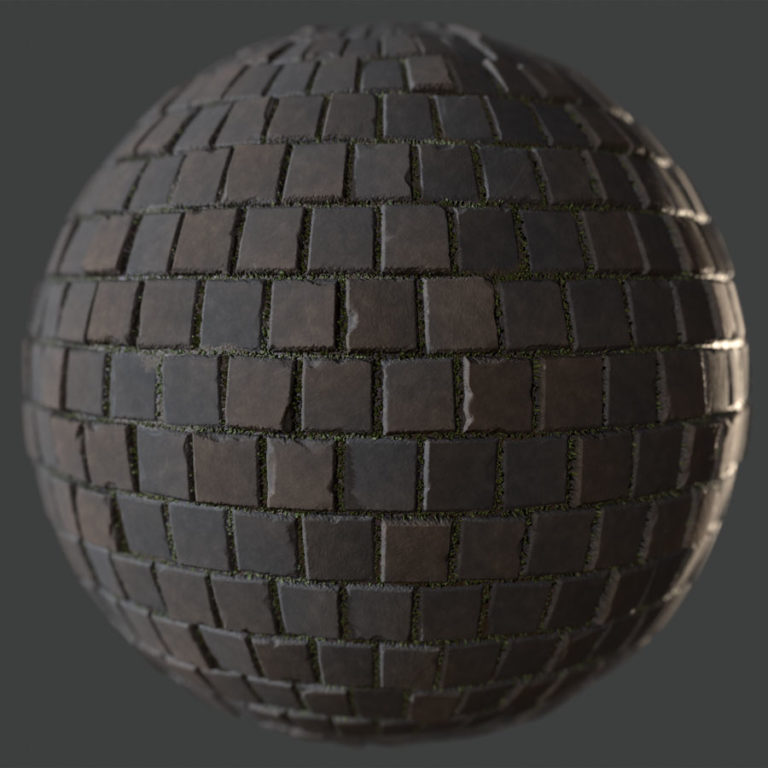 Square Blocks with Vegetation PBR Material