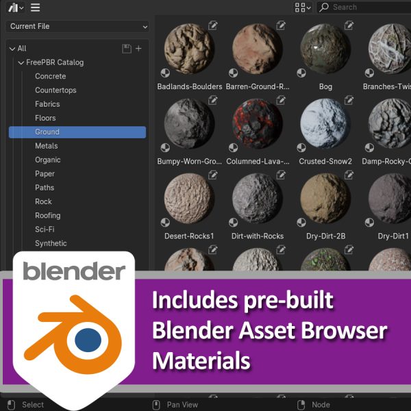 blender asset browser pbr texture material library.